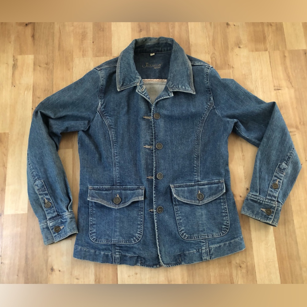 Jessica Sport Denim Jean Tapered Jacket Size 8 Vintage
